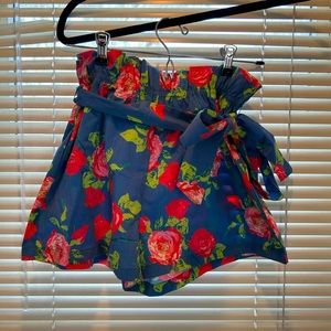 Vibrant Paper Bag Floral Shorts